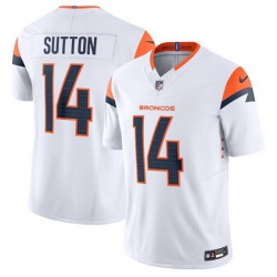 Men Denver Broncos 14 Courtland Sutton White 2024 F U S E  Vapor Limited Stitched Football Jersey