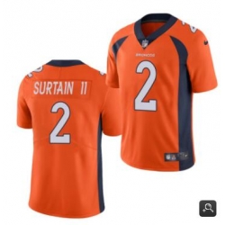 Men Denver Broncos #2 Patrick Surtain II 2021 NFL Draft Orange Vapor Untouchable Limited Stitched Jersey