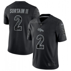 Men Denver Broncos 2 Patrick Surtain II Black Reflective Limited Stitched Football Jersey