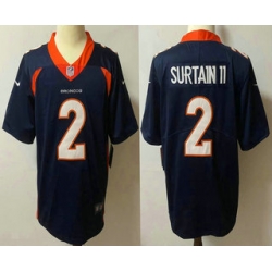 Men Denver Broncos 2 Patrick Surtain II Navy Blue 2021 Vapor Untouchable Stitched NFL Nike Limited Jersey