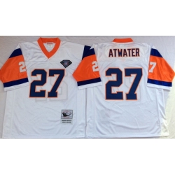 Men Denver Broncos 27 Steve Atwater White M&N Throwback Jersey