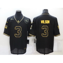 Men Denver Broncos 3 Russell Wilson Black Gold Salute To Service Limited Stitched jersey
