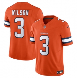 Men Denver Broncos 3 Russell Wilson Orange 2023 F U S E  Vapor Untouchable Stitched Jersey