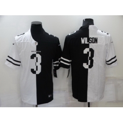 Men Denver Broncos 3 Russell Wilson White Black Split Stitched jersey