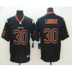 Men Denver Broncos 30 Phillip Lindsay 2018 Black Lights Out Color Rush Stitched NFL Nike Limited Jersey