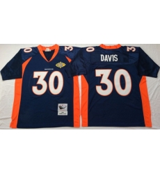Men Denver Broncos 30 Terrell Davis Navy M&N Throwback Jersey