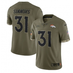 Men Denver Broncos 31 Justin Simmons Olive 2022 Salute To Service Limited Stitched Jersey