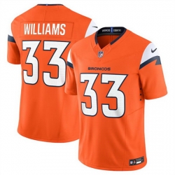 Men Denver Broncos 33 Javonte Williams Orange 2024 F U S E  Vapor Limited Stitched Football Jersey