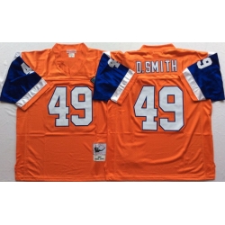 Men Denver Broncos 49 Dennis Smith Orange M&N Throwback Jersey
