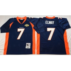 Men Denver Broncos 7 John Elway Navy M&N Throwback Jersey