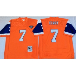 Men Denver Broncos 7 John Elway Orange M&N Throwback Jersey