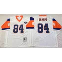 Men Denver Broncos 84 Shannon Sharpe White M&N Throwback Jersey