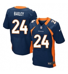 Men Nike Broncos #24 Champ Bailey Navy Blue Elite Jersey