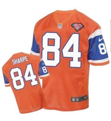Men Nike Broncos #84 Shannon Sharpe Orange Stitched 75TH Anniversay Patch Jersey