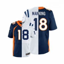Men Nike Denver Broncos 18 Peyton Manning Elite OrangeRoyal Blue Split Fashion NFL Jersey