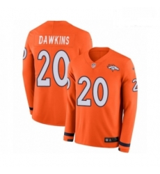 Men Nike Denver Broncos 20 Brian Dawkins Limited Orange Therma Long Sleeve NFL Jersey