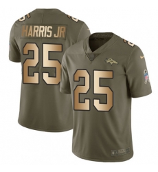 Men Nike Denver Broncos 25 Chris Harris Jr Limited OliveGold 2017 Salute to Service NFL Jersey