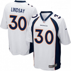 Men Nike Denver Broncos 30 Phillip Lindsay Game White NFL Jersey