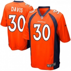 Men Nike Denver Broncos 30 Terrell Davis Game Orange Team Color NFL Jersey