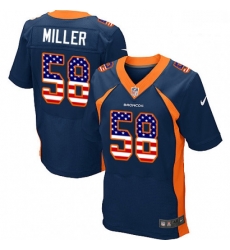 Men Nike Denver Broncos 58 Von Miller Elite Navy Blue Alternate USA Flag Fashion NFL Jersey
