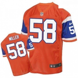 Men Nike Denver Broncos 58 Von Miller Elite Orange Throwback NFL Jersey