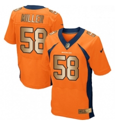Men Nike Denver Broncos 58 Von Miller Elite OrangeGold Team Color NFL Jersey