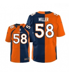 Men Nike Denver Broncos 58 Von Miller Elite OrangeNavy Split Fashion NFL Jersey