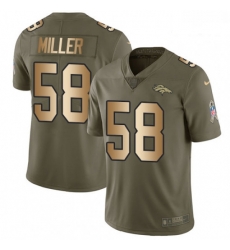 Men Nike Denver Broncos 58 Von Miller Limited OliveGold 2017 Salute to Service NFL Jersey
