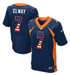 Men Nike Denver Broncos 7 John Elway Elite Navy Blue Alternate USA Flag Fashion NFL Jersey