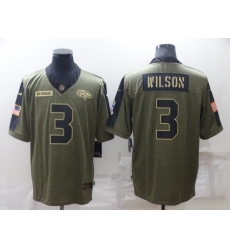 Men's Denver Broncos #3 Russell Wilson Olive 2021 Salute To Service Limited Stitched Jersey