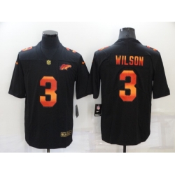 Men's Denver Denver Broncos #3 Russell Wilson Black Nike Red Orange Stripe Vapor Limited NFL Jersey