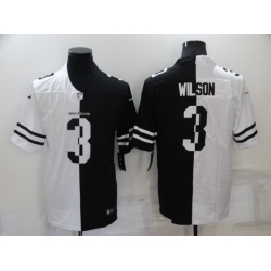 Men's Nike Denver Broncos #3 Russell Wilson Black And White Split Vapor Untouchable Limited Jersey