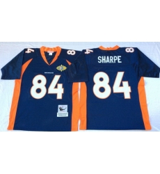 Mitchell And Ness Broncos #84 Shannon Sharpe Throwback blue orange Throwback Stitched NFL Jersey