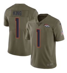 Nike Broncos #1 Marquette King Olive Mens Stitched NFL Limited 2017 Salute To Service Jersey