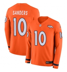 Nike Broncos #10 Emmanuel Sanders Orange Team Color Men Stitched NFL Limited Therma Long Sleeve Jersey