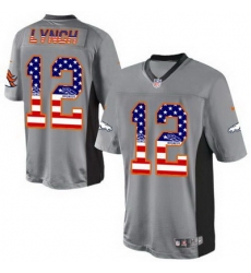 Nike Broncos #12 Paxton Lynch Grey Mens Stitched NFL Elite USA Flag Fashion Jersey