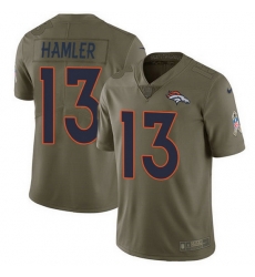Nike Broncos 13 KJ Hamler Olive Men Stitched NFL Limited 2017 Salute To Service Jersey