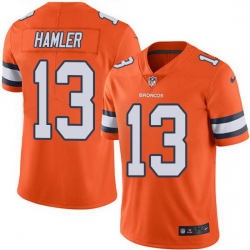 Nike Broncos 13 KJ Hamler Orange Men Stitched NFL Limited Rush Jersey