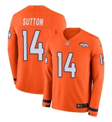 Nike Broncos #14 Courtland Sutton Orange Team Color Men Stitched NFL Limited Therma Long Sleeve Jersey
