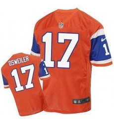Nike Broncos #17 Brock Osweiler Orange Throwback Mens Stitched NFL Elite Jersey