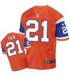 Nike Broncos #21 Aqib Talib Orange Throwback Mens Stitched NFL Elite Jersey