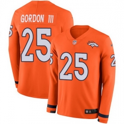 Nike Broncos 25 Melvin Gordon III Orange Team Color Men Stitched NFL Limited Therma Long Sleeve Jersey