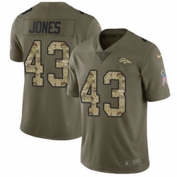 Nike Broncos 43 Joe Jones Olive Camo Men Stitched NFL Limited 2017 Salute To Service Jersey