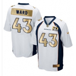 Nike Broncos #43 T J  Ward White Mens Stitched NFL Game Super Bowl 50 Collection Jersey