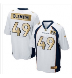 Nike Broncos #49 Dennis Smith White Mens Stitched NFL Game Super Bowl 50 Collection Jersey