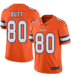 Nike Broncos #80 Jake Butt Orange Mens Stitched NFL Limited Rush Jersey