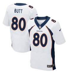 Nike Broncos #80 Jake Butt White Mens Stitched NFL New Elite Jersey