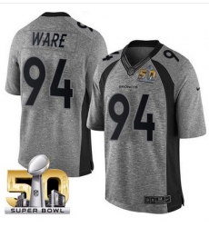 Nike Broncos #94 DeMarcus Ware Gray Super Bowl 50 Mens Stitched NFL Limited Gridiron Gray Jersey