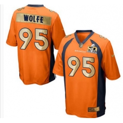 Nike Broncos #95 Derek Wolfe Orange Team Color Mens Stitched NFL Game Super Bowl 50 Collection Jersey