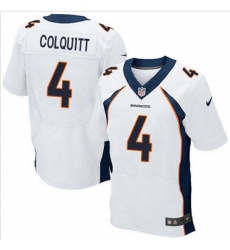Nike Denver Broncos #4 Britton Colquitt White Mens Stitched NFL New Elite Jersey